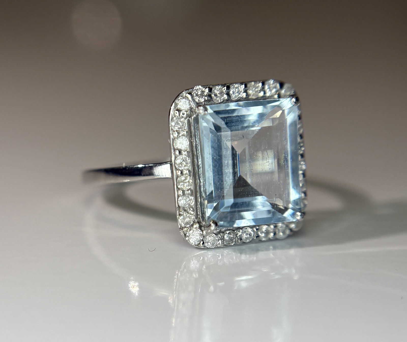 Beautiful 2.71 CT Natural Aquamarine Ring With Natural Diamonds & 950 Platinum - 9