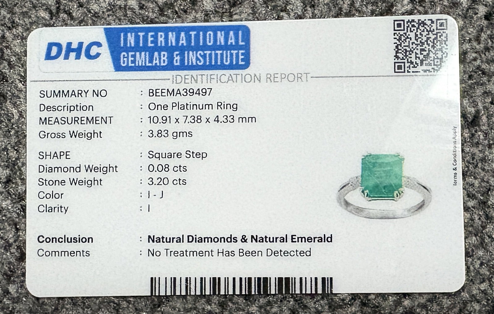 Beautiful 3.20 CT Natural Emerald Ring With Natural Diamonds & Platinum 950 - 14