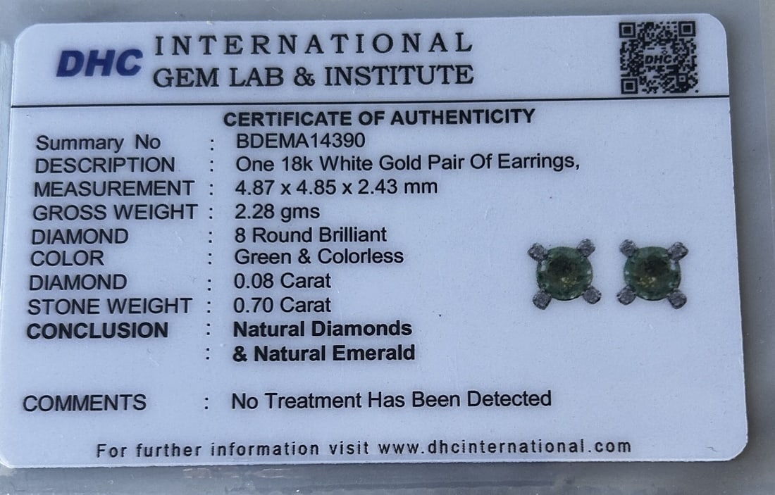 Beautiful 0.70 ct Natural Emerald Earrings With Natural Diamonds & 18k Gold - 10