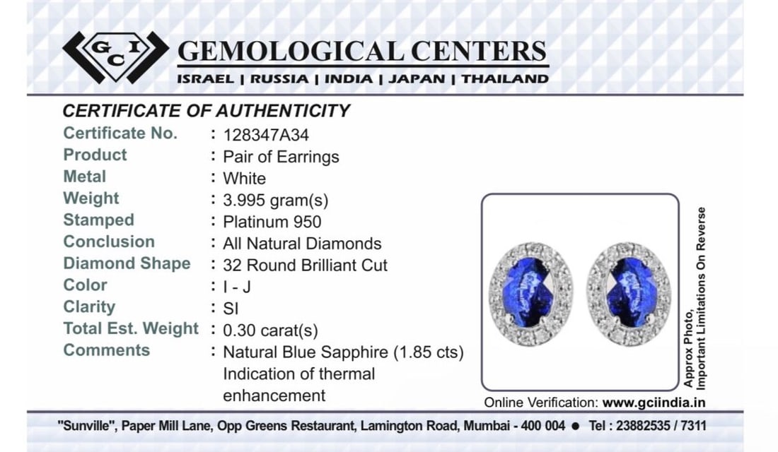 Beautiful 1.85ct Natural Unheated Blue Sapphire Earrings With Diamonds & 950 Platinum - 10