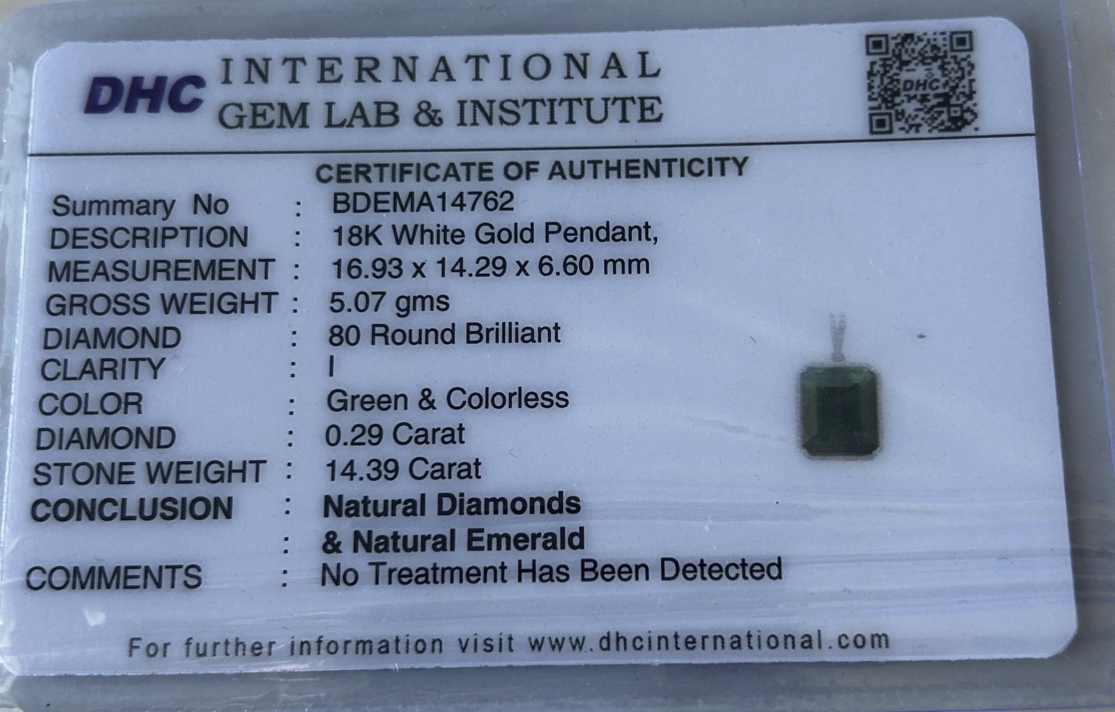 Beautiful 14.39 ct Natural Emerald With Natural Diamonds & 18k Gold - 7