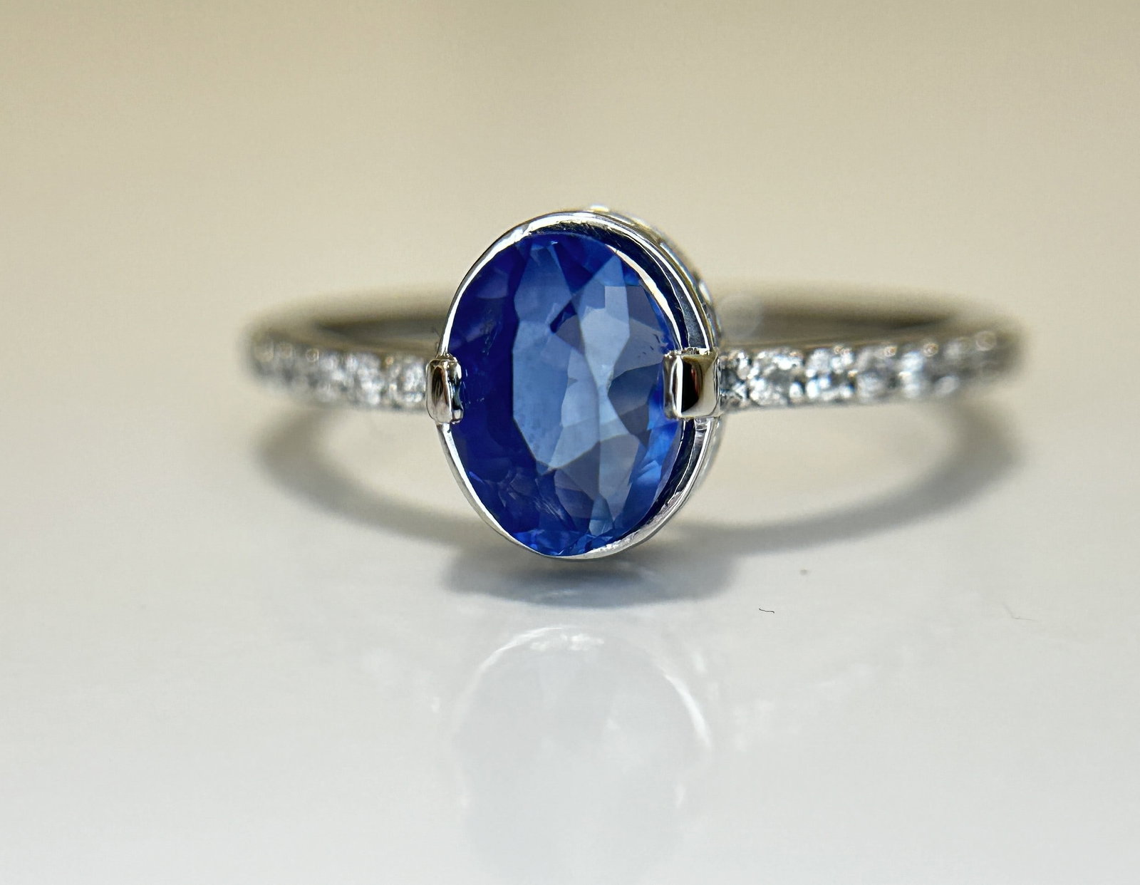 Beautiful 1.77CT Unheated Burma Blue Sapphire Diamonds & Platinum - 5