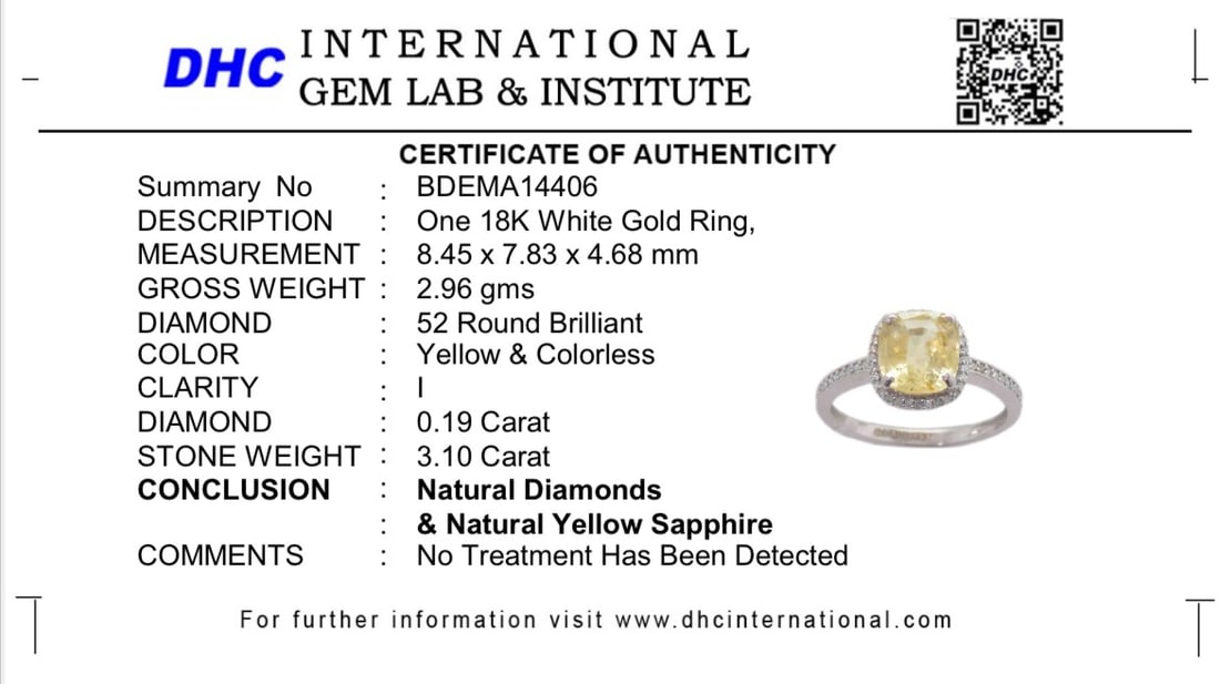 Beautiful 3.10 CT Unheated Ceylon Yellow Sapphire With Natural Diamonds & 18k Gold - 8