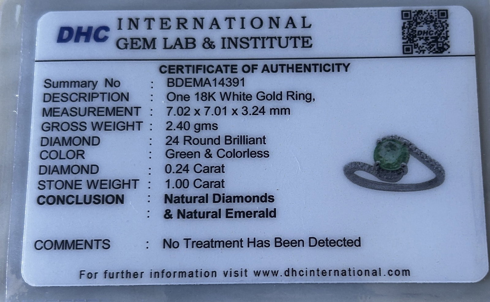 Beautiful 1.00ct Natural Emerald With Natural Diamonds & 18k Gold - 9