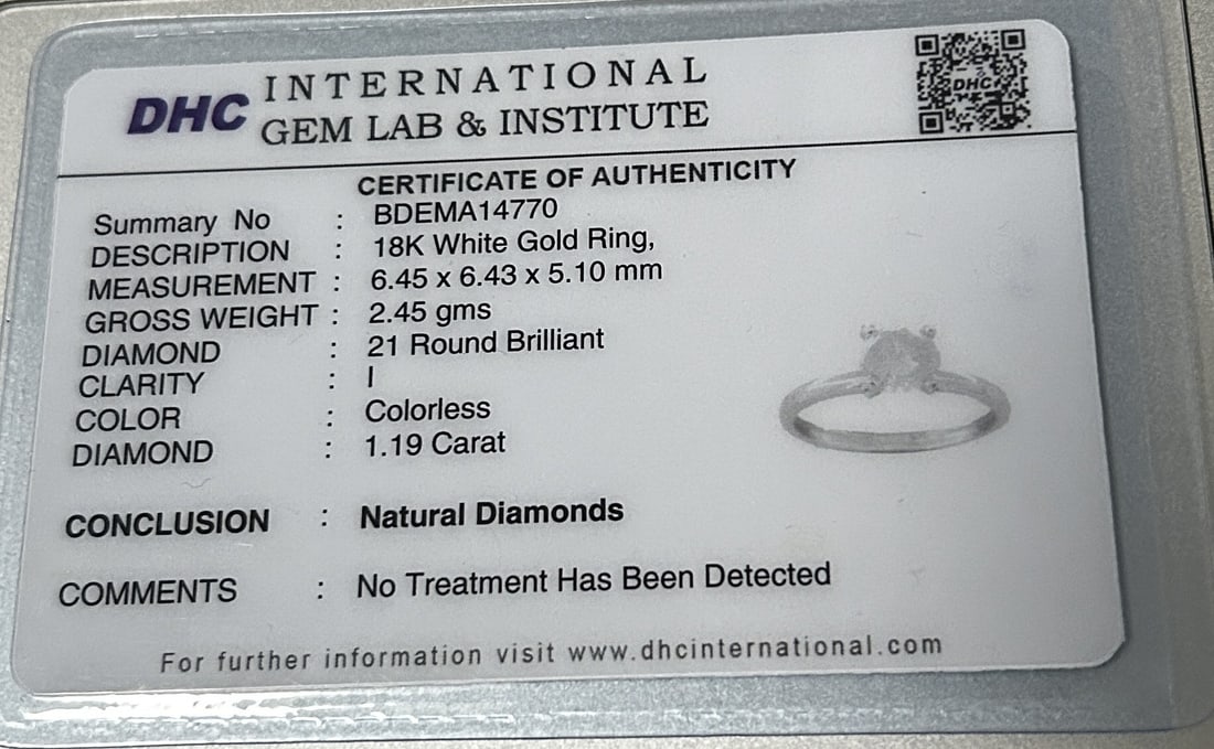 Beautiful 1.19ct Untreated Natural Solitaire Diamond & 18k Gold - 11