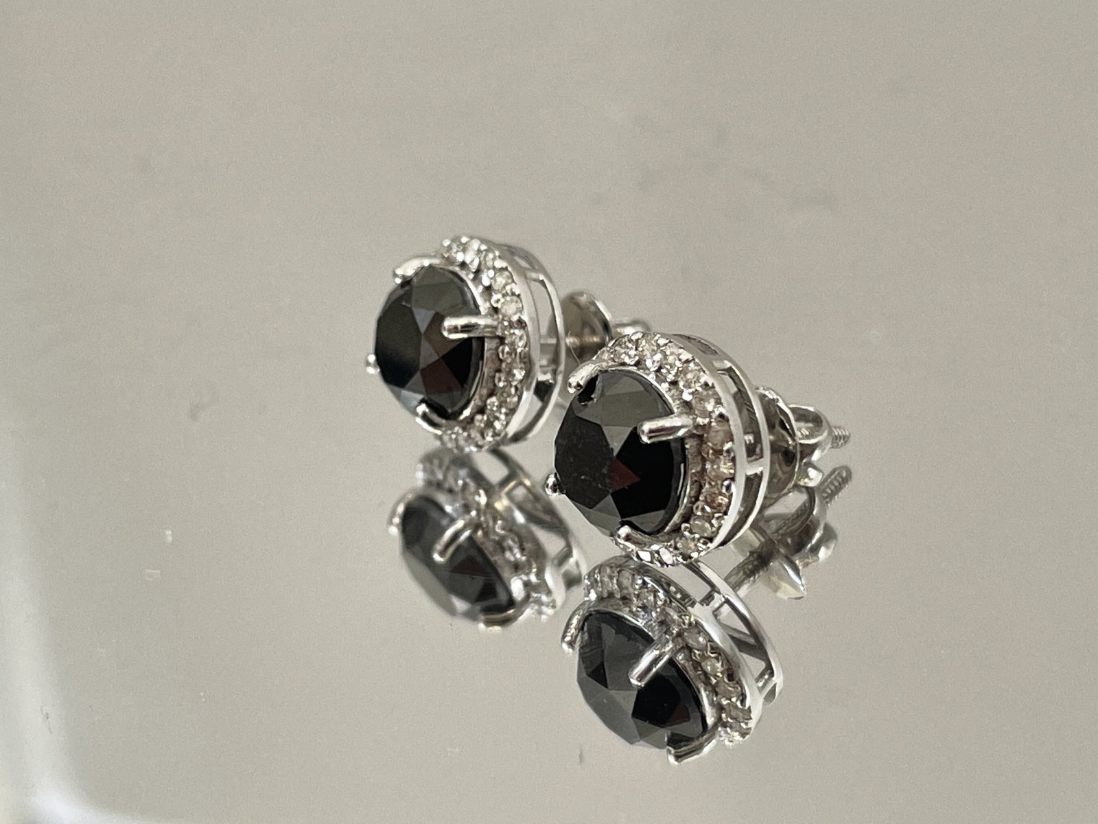 Beautiful Natural 3.84 CT Black Diamond Earrings Natural Diamonds & 18k Gold - 7