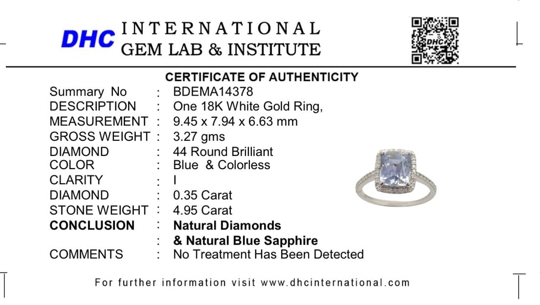 Beautiful 4.95ct Unheated Ceylon Blue Sapphire With Natural Diamonds & 18k Gold - 10