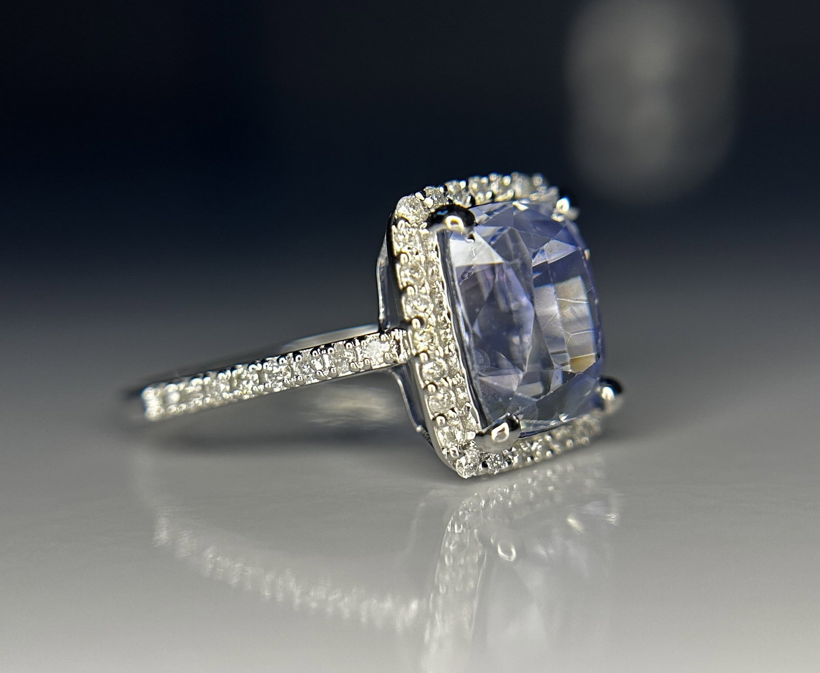 Beautiful 4.95ct Unheated Ceylon Blue Sapphire With Natural Diamonds & 18k Gold - 8