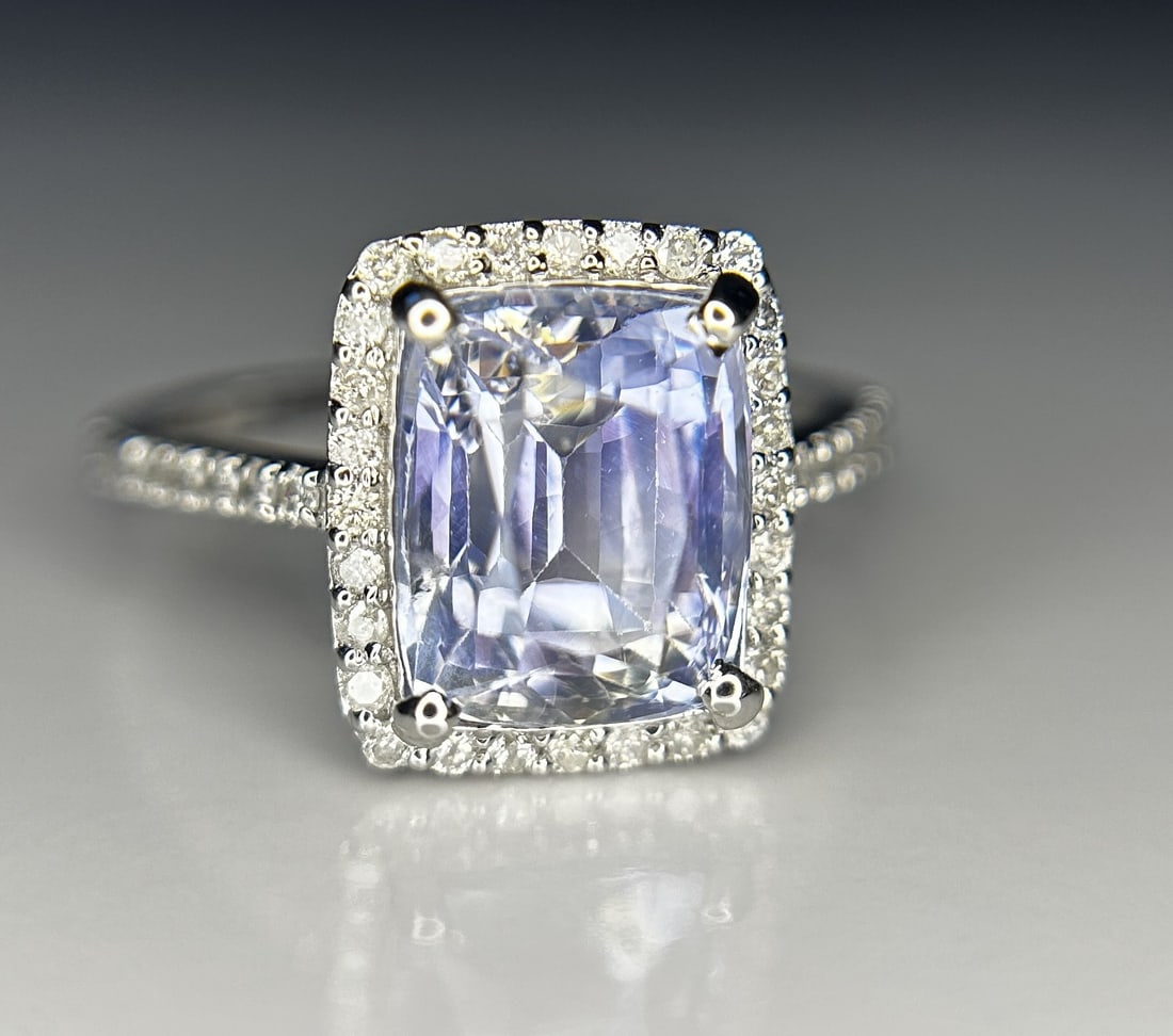 Beautiful 4.95ct Unheated Ceylon Blue Sapphire With Natural Diamonds & 18k Gold - 9