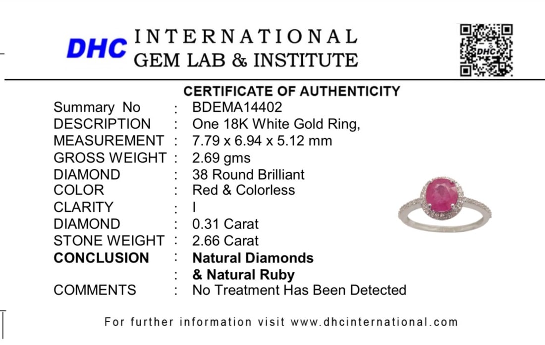 Beautiful 2.66 CT Unheated Old Burma Ruby With Natural Diamonds & 18k Gold - 9