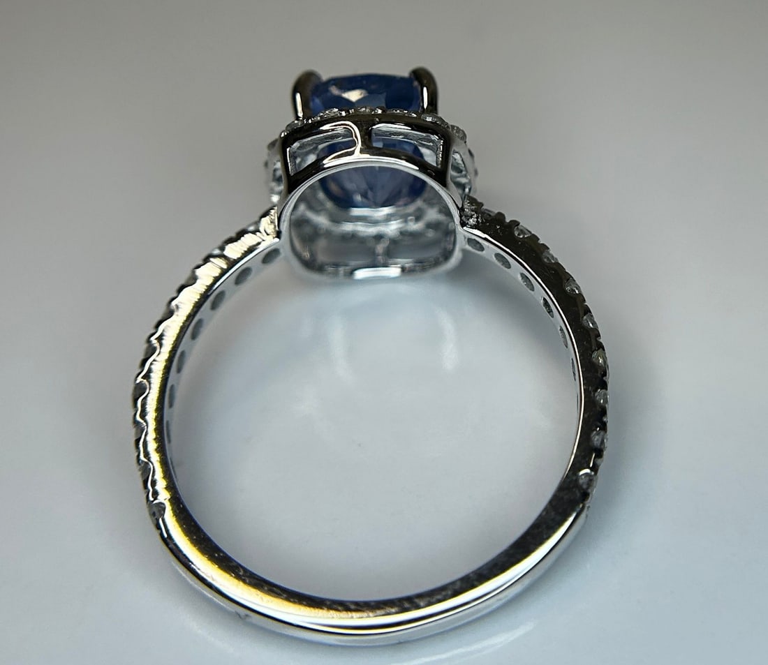 2.74 CT Unheated/Untreated Ceylon Cornflour Blue Sapphire Diamonds & 18k Gold - 6