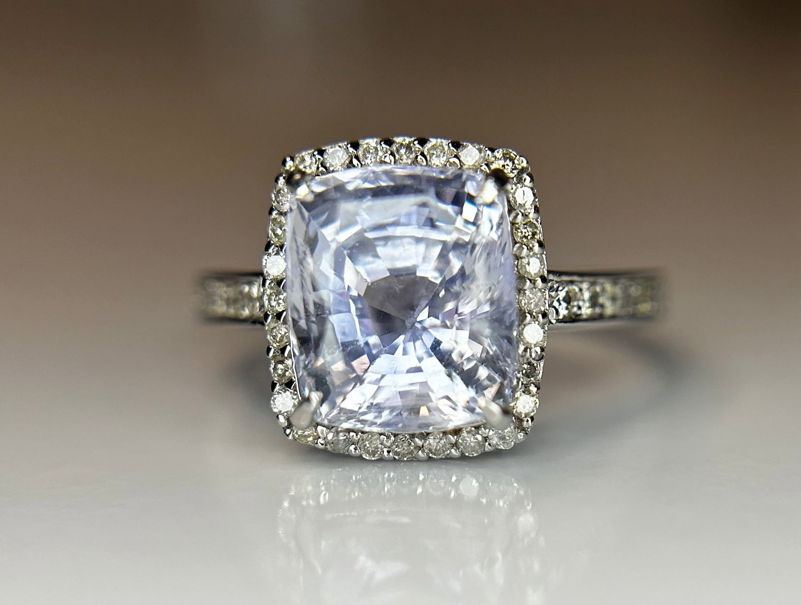 Beautiful 4.74 CT Unheated/Untreated Ceylon Blue Sapphire Diamonds & 18k Gold - 7