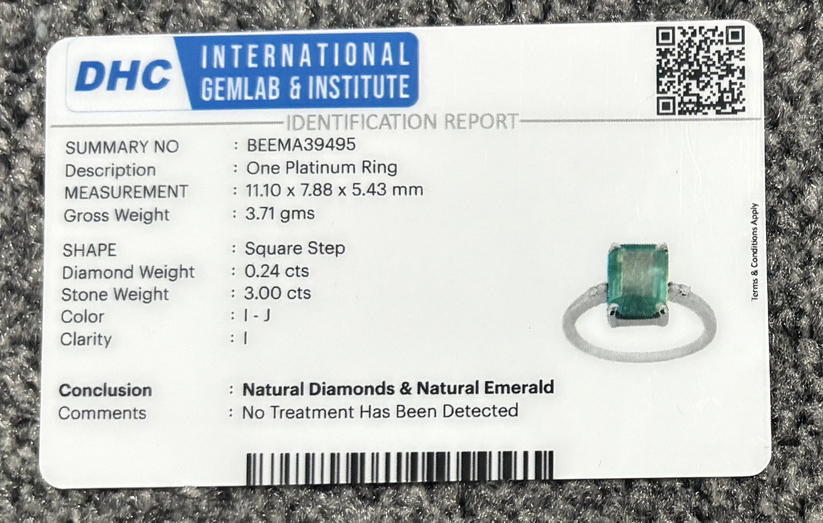 Beautiful 3.00 CT Natural Emerald Ring With Natural Diamonds & Platinum 950 - 10