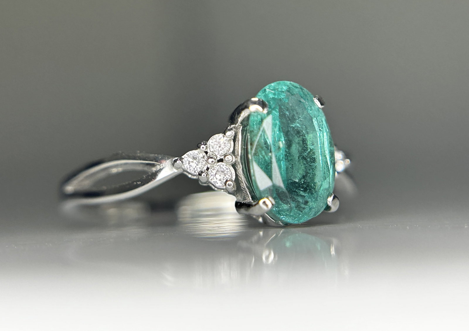 Beautiful Natural 1.35ct Emerald Ring With Natural Diamonds & Platinum 950 - 7
