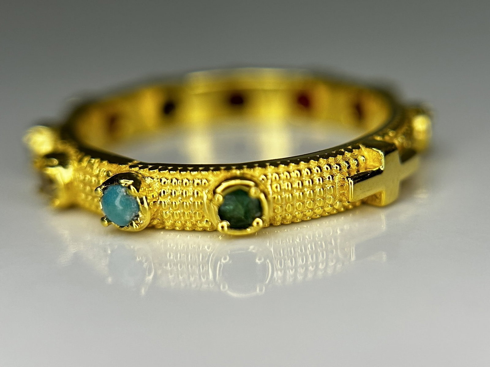 Beautiful Natural Multi Gemstone Rosary & 18k Gold - 7