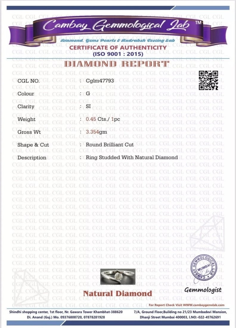 Beautiful Natural 0.45 CT S1 Diamond Ring With 18k Gold - 7