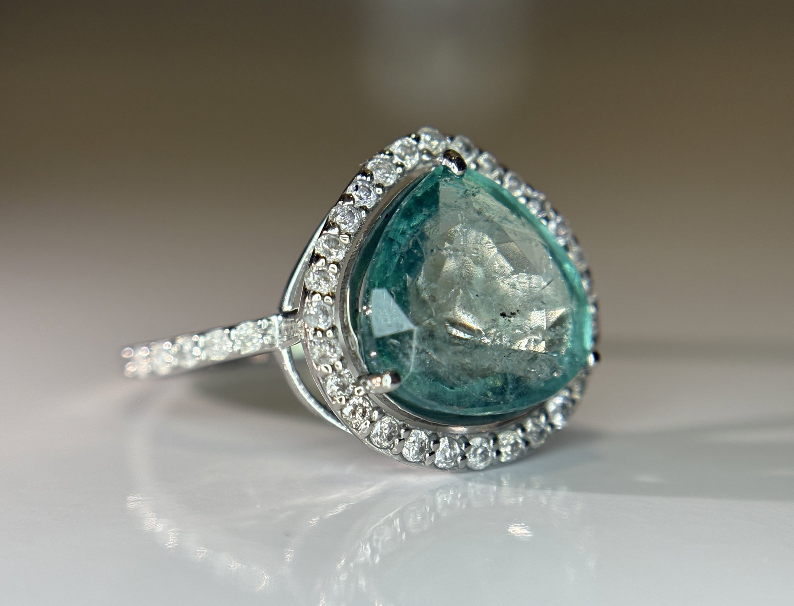Beautiful 2.86 CT Natural Emerald Ring With Natural Diamonds & Platinum 950 - 8