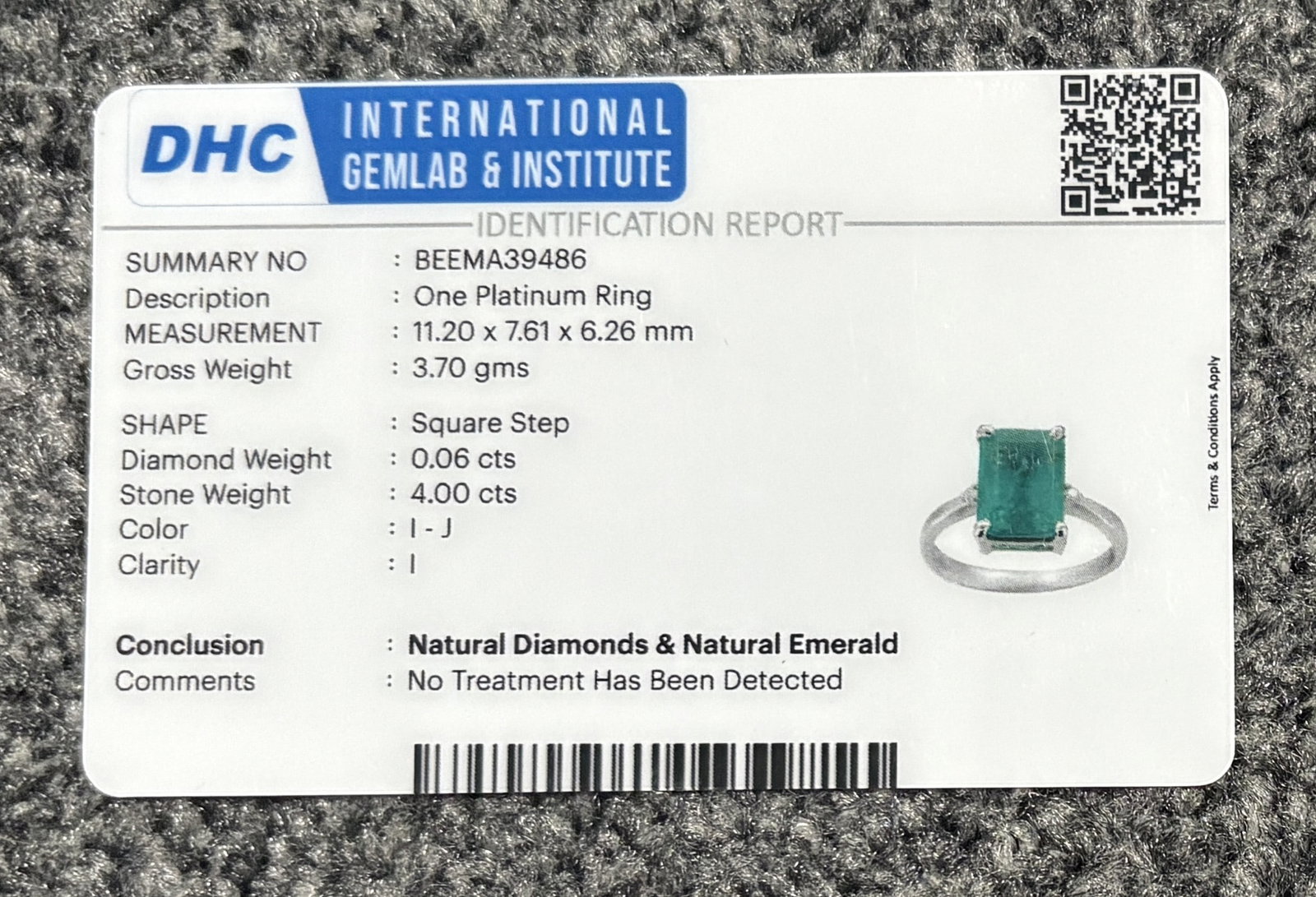 Beautiful 4.00 CT Natural Emerald Ring With Natural Diamonds & Platinum 950 - 11