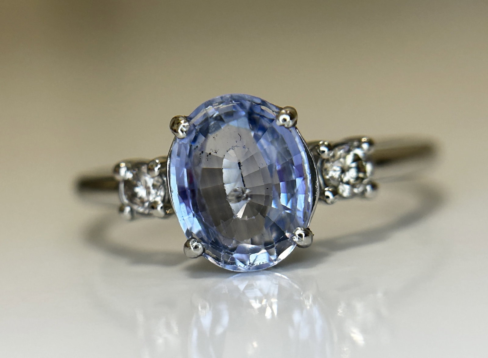 Beautiful 1.75 Ct Unheated Ceylon Cornflour Blue Sapphire Diamonds & 950 Platinum - 10