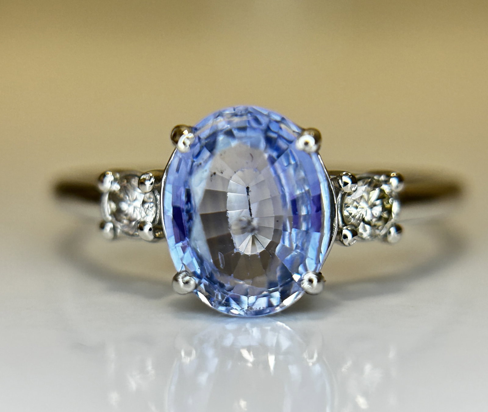Beautiful 1.75 Ct Unheated Ceylon Cornflour Blue Sapphire Diamonds & 950 Platinum (1 of 11)