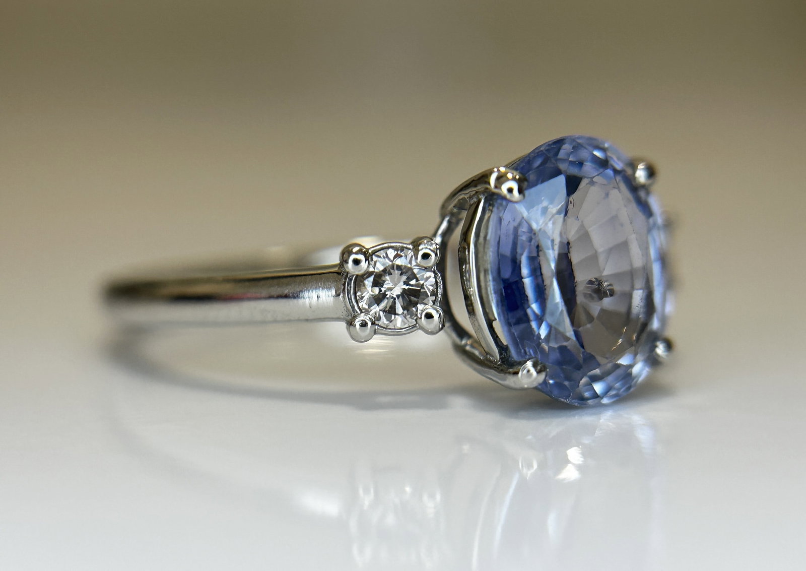 Beautiful 1.75 Ct Unheated Ceylon Cornflour Blue Sapphire Diamonds & 950 Platinum - 7