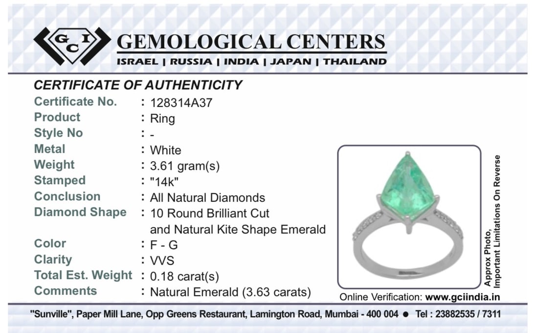 Beautiful Natural Columbian Emerald 3.63 CT With Natural Diamonds & 14k Gold - 13