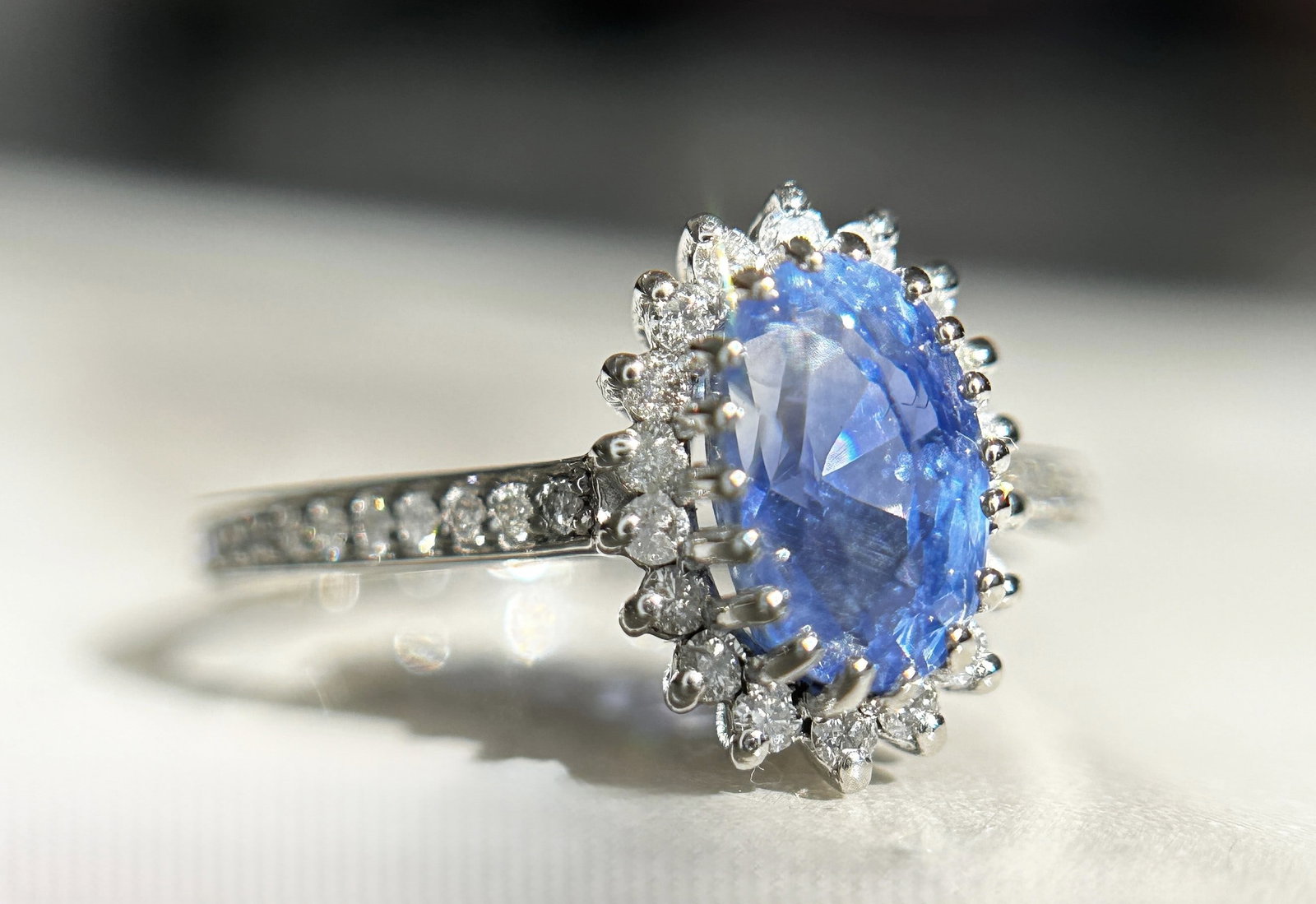 Beautiful 2.19 CT Unheated Burma Blue Sapphire Diamonds & 950 Platinum: Title: Beautiful 2.19 CT Unheated Burma Blue Sapphire Diamonds & 950 Platinum Description: Beautiful 2.19 CT Natural Burma Blue Sapphire With Natural Diamonds & 950 Platinum Description: