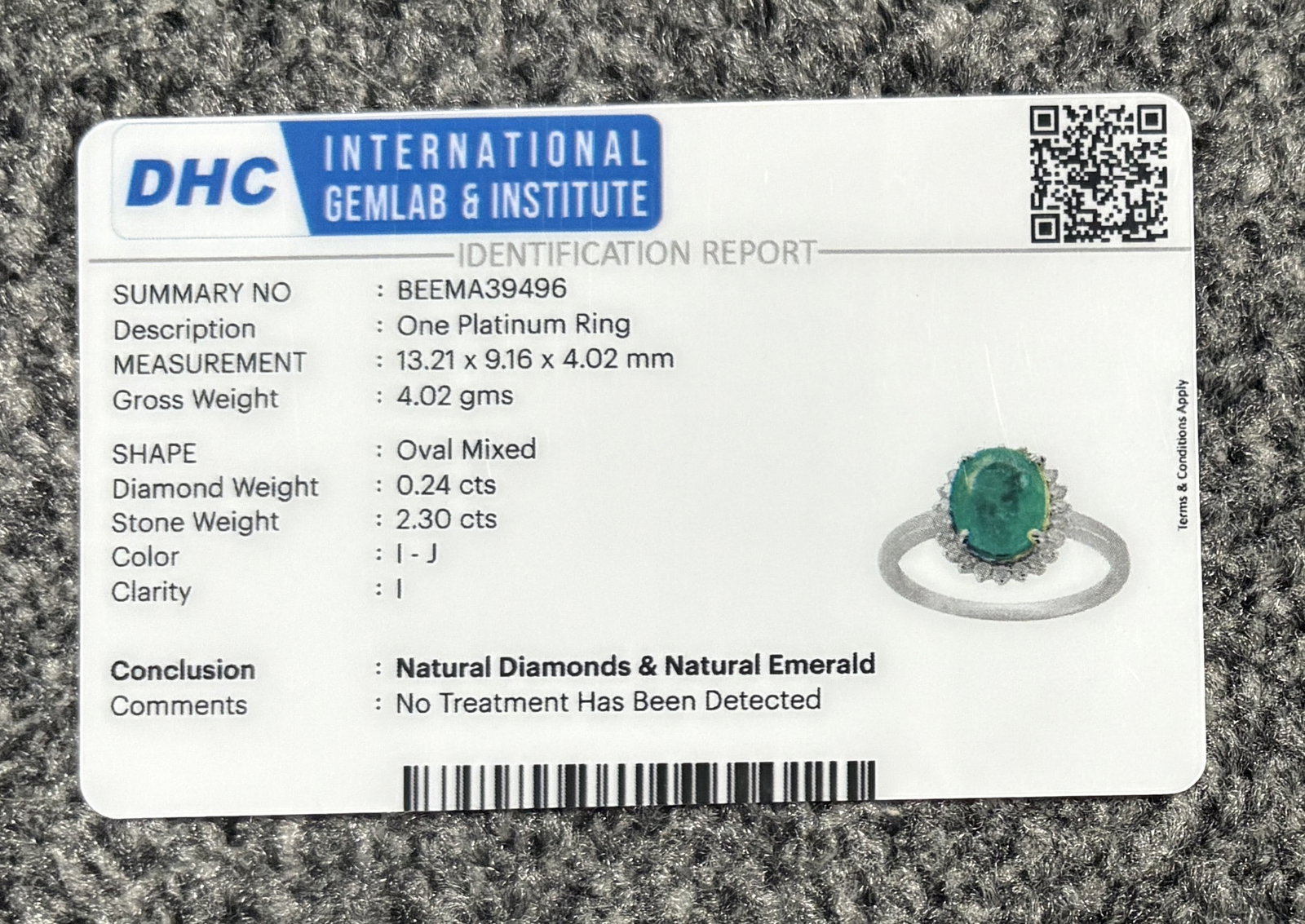 Beautiful 2.30 CT Natural Emerald Ring With Natural Diamonds & Platinum 950 - 11