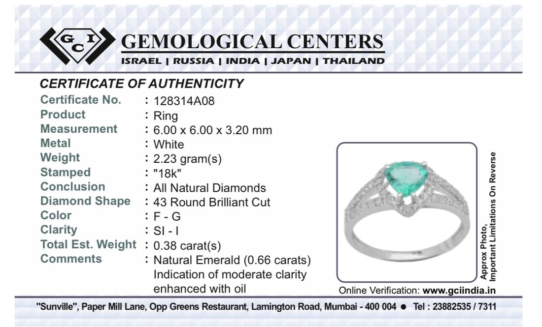 Beautiful Natural Emerald 0.66 CT With Natural Diamonds & 18k Gold - 10