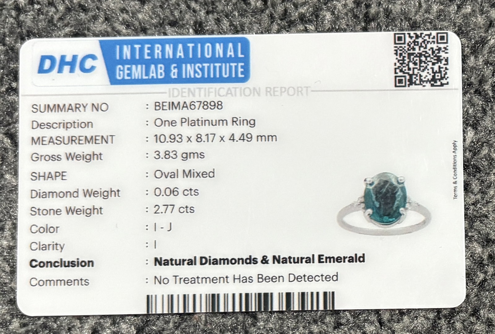 Beautiful 2.77 CT Natural Emerald Ring With Natural Diamonds & Platinum 950 - 13