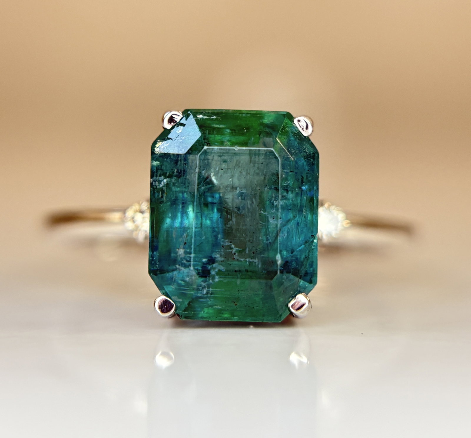 Beautiful 3.01 CT Natural Emerald Ring With Natural Diamonds & Platinum 950 - 10