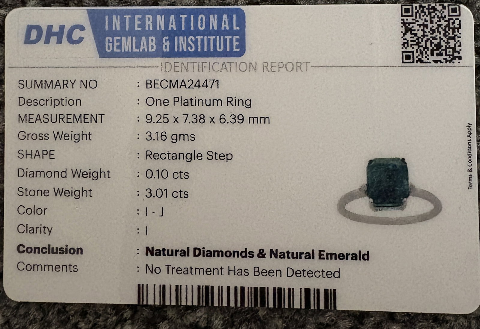 Beautiful 3.01 CT Natural Emerald Ring With Natural Diamonds & Platinum 950 - 11