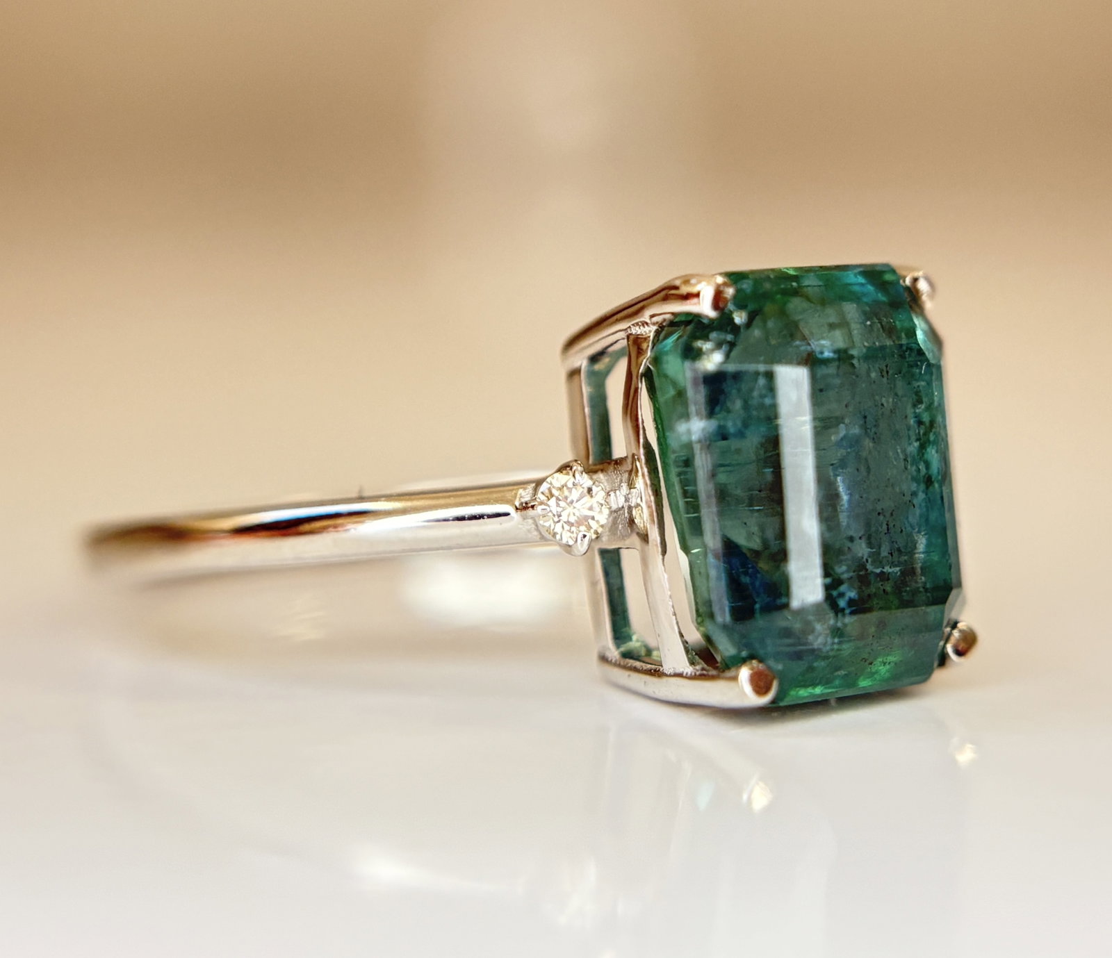 Beautiful 3.01 CT Natural Emerald Ring With Natural Diamonds & Platinum 950 - 4