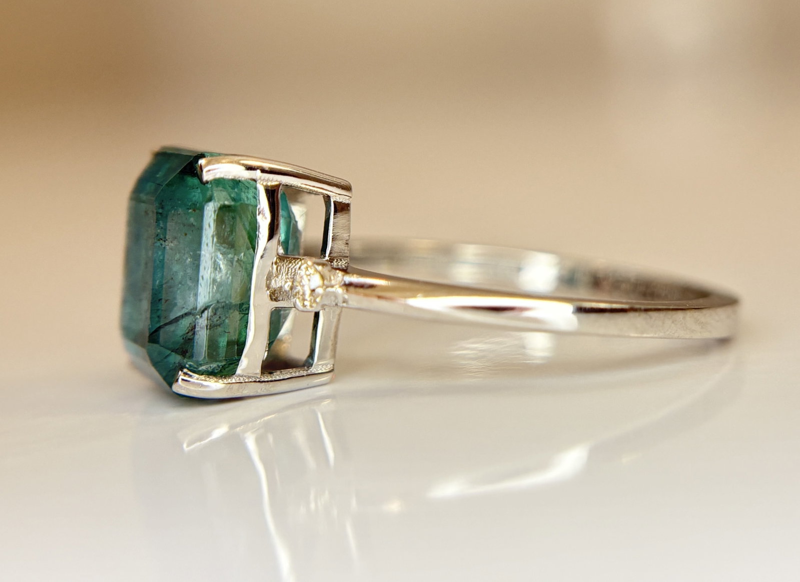 Beautiful 3.01 CT Natural Emerald Ring With Natural Diamonds & Platinum 950 - 6
