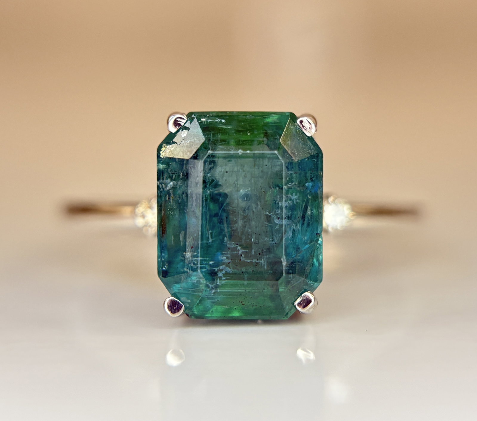 Beautiful 3.01 CT Natural Emerald Ring With Natural Diamonds & Platinum 950 - 9