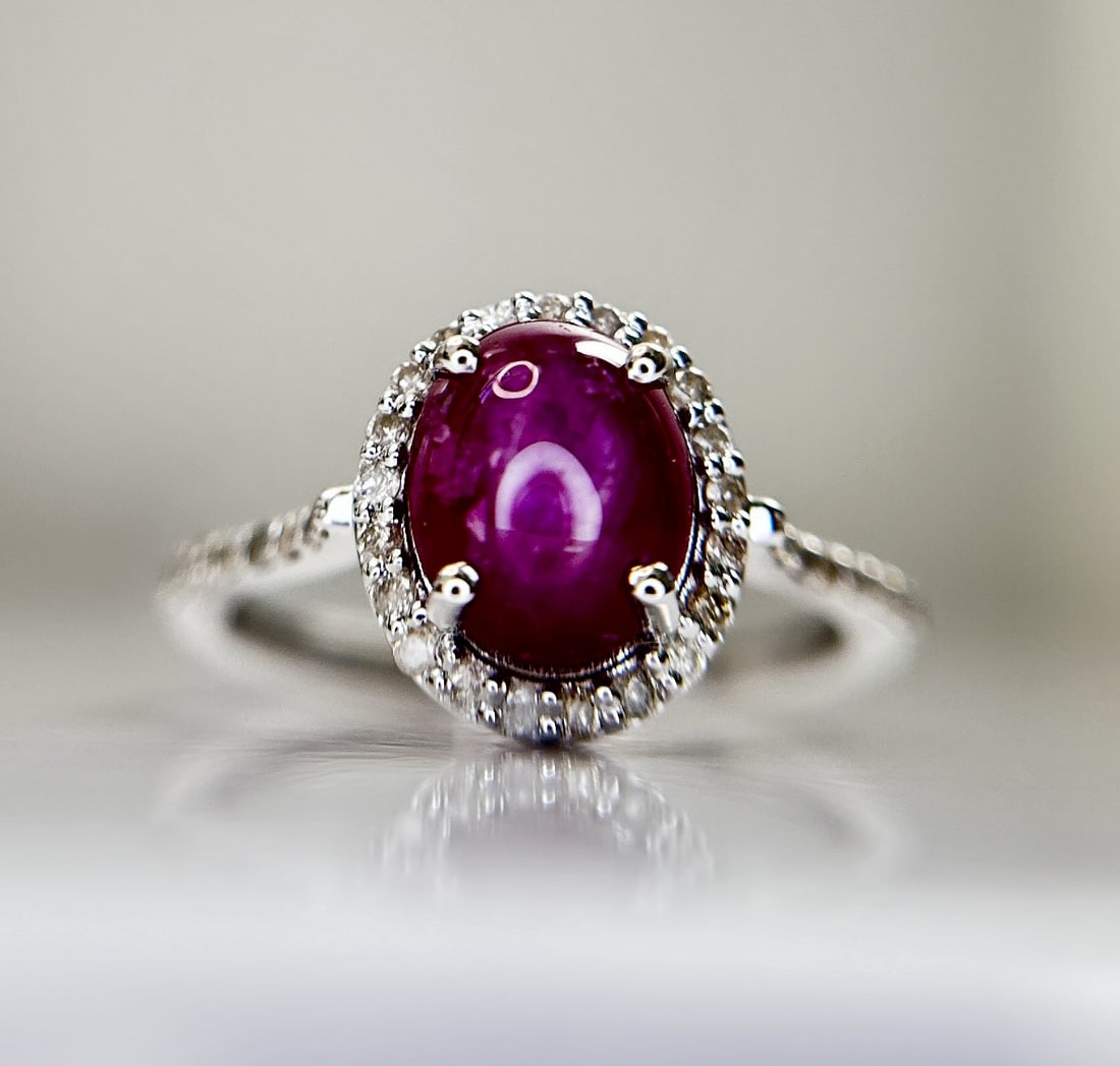 Natural Star Ruby Ring 2.71ct With Natural Diamonds & 18k Gold - 3
