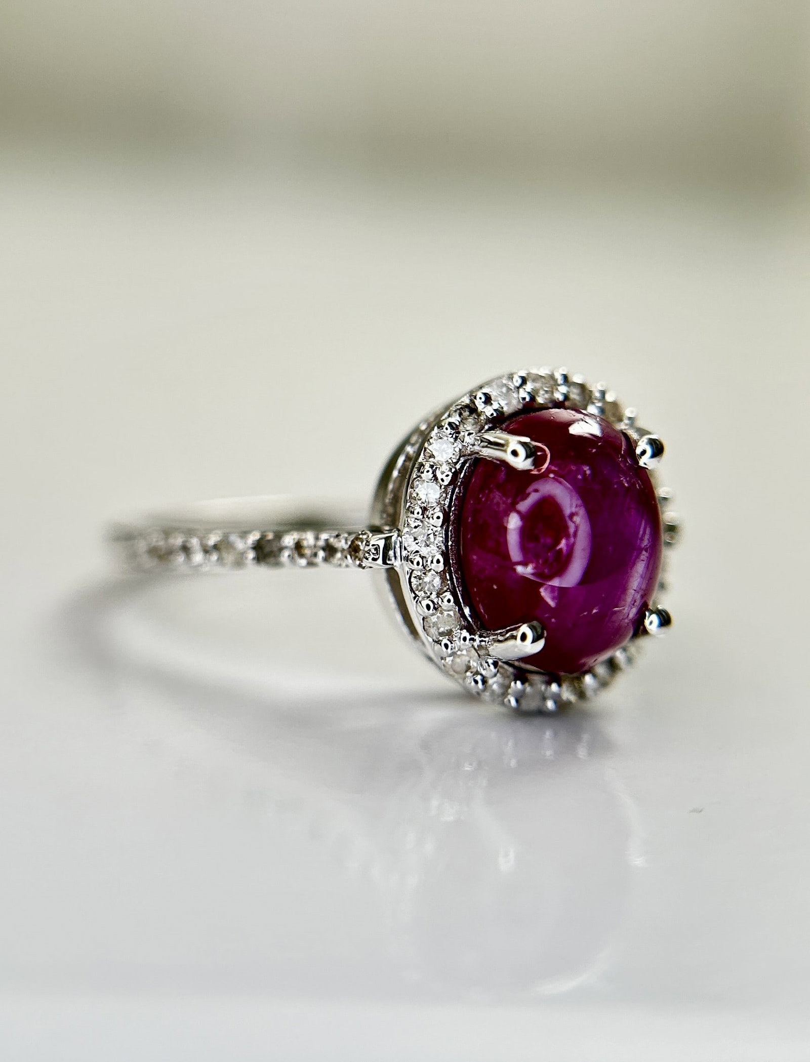 Natural Star Ruby Ring 2.71ct With Natural Diamonds & 18k Gold - 5