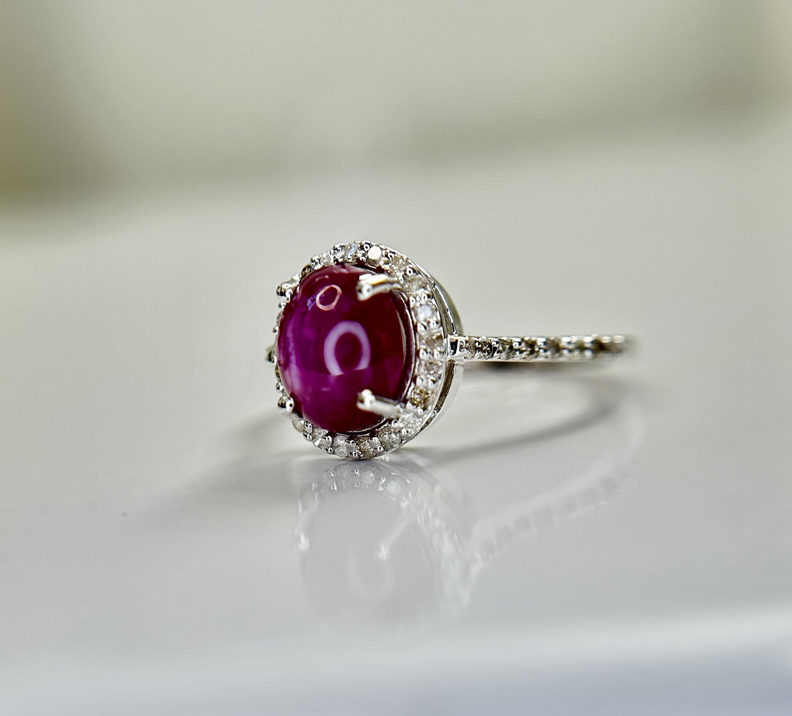 Natural Star Ruby Ring 2.71ct With Natural Diamonds & 18k Gold - 6