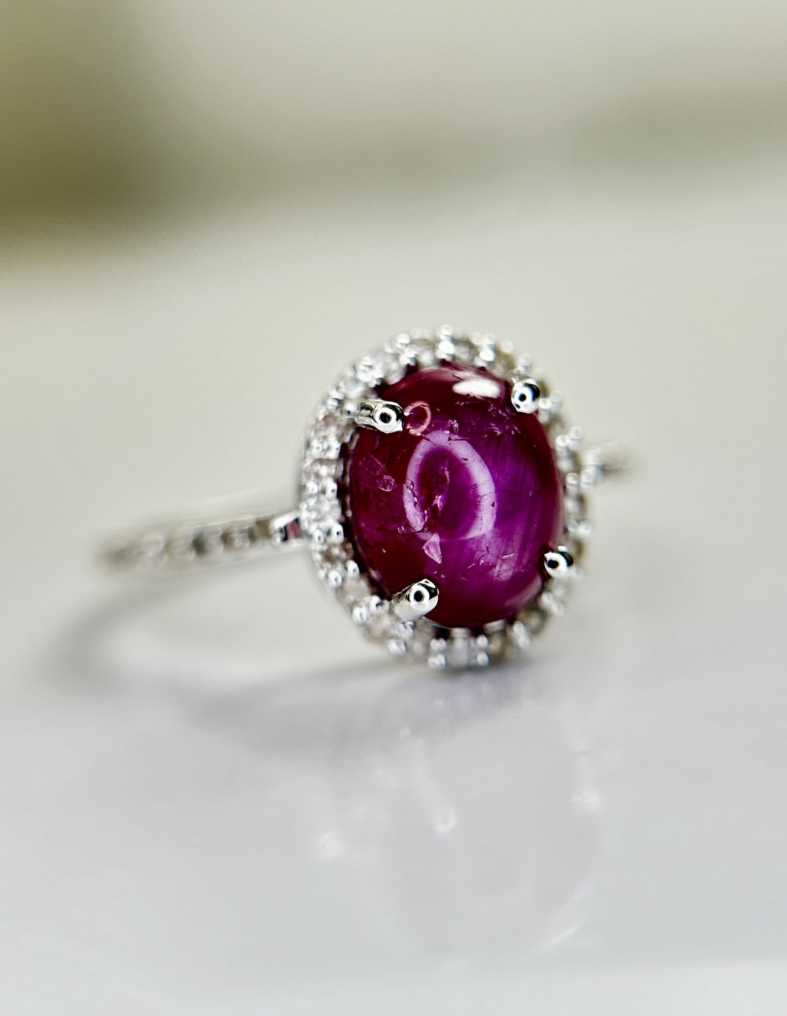 Natural Star Ruby Ring 2.71ct With Natural Diamonds & 18k Gold - 7