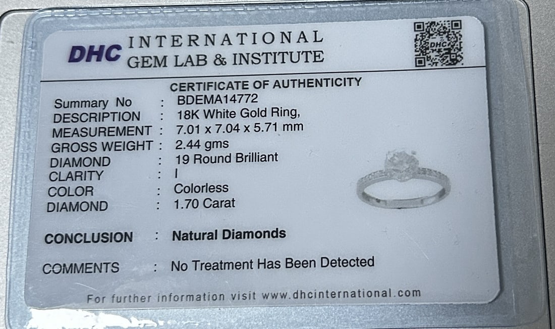 Beautiful 1.70ct Untreated Natural Solitaire Diamond & 18k Gold - 8