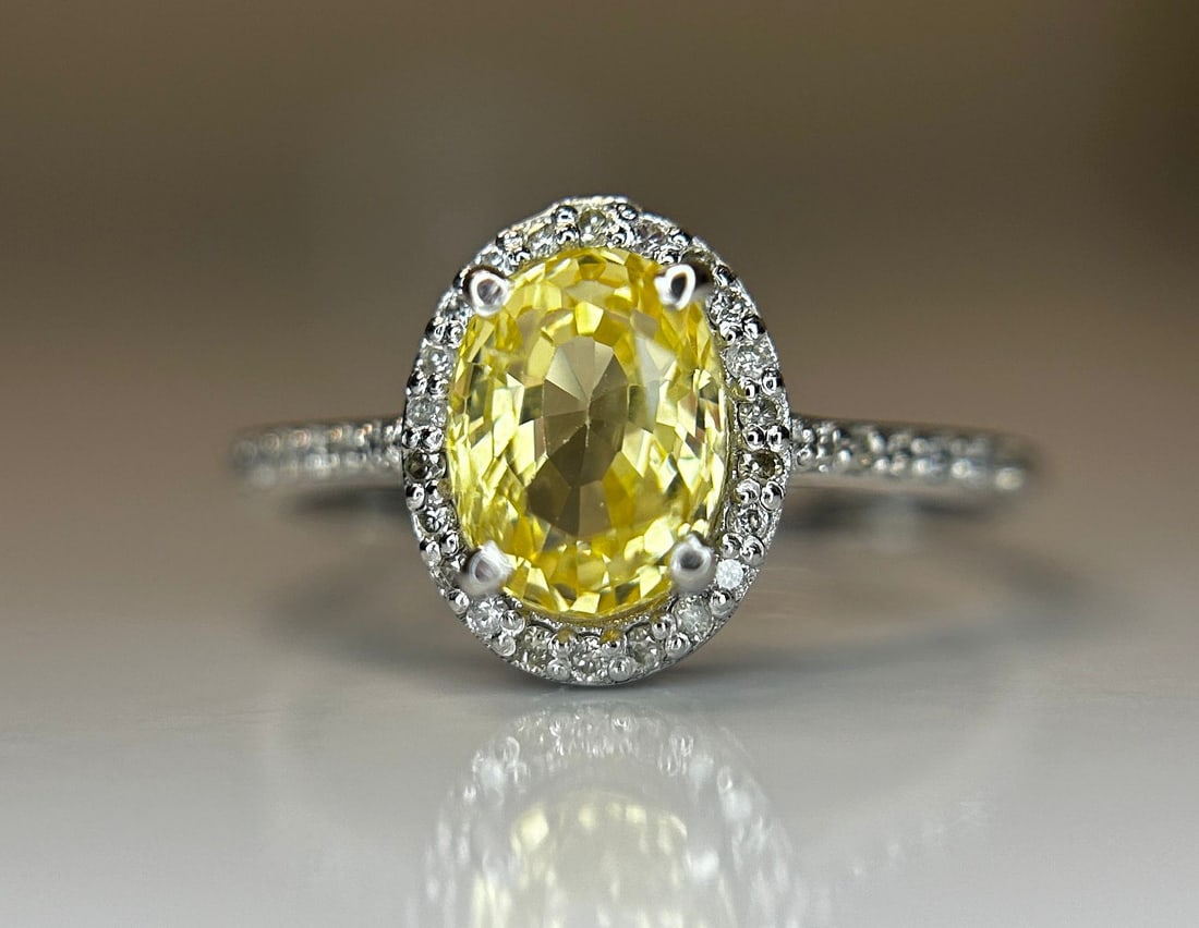 Beautiful Unheated Untreated Natural Ceylon Yellow Sapphire Diamonds & 18k Gold - 2