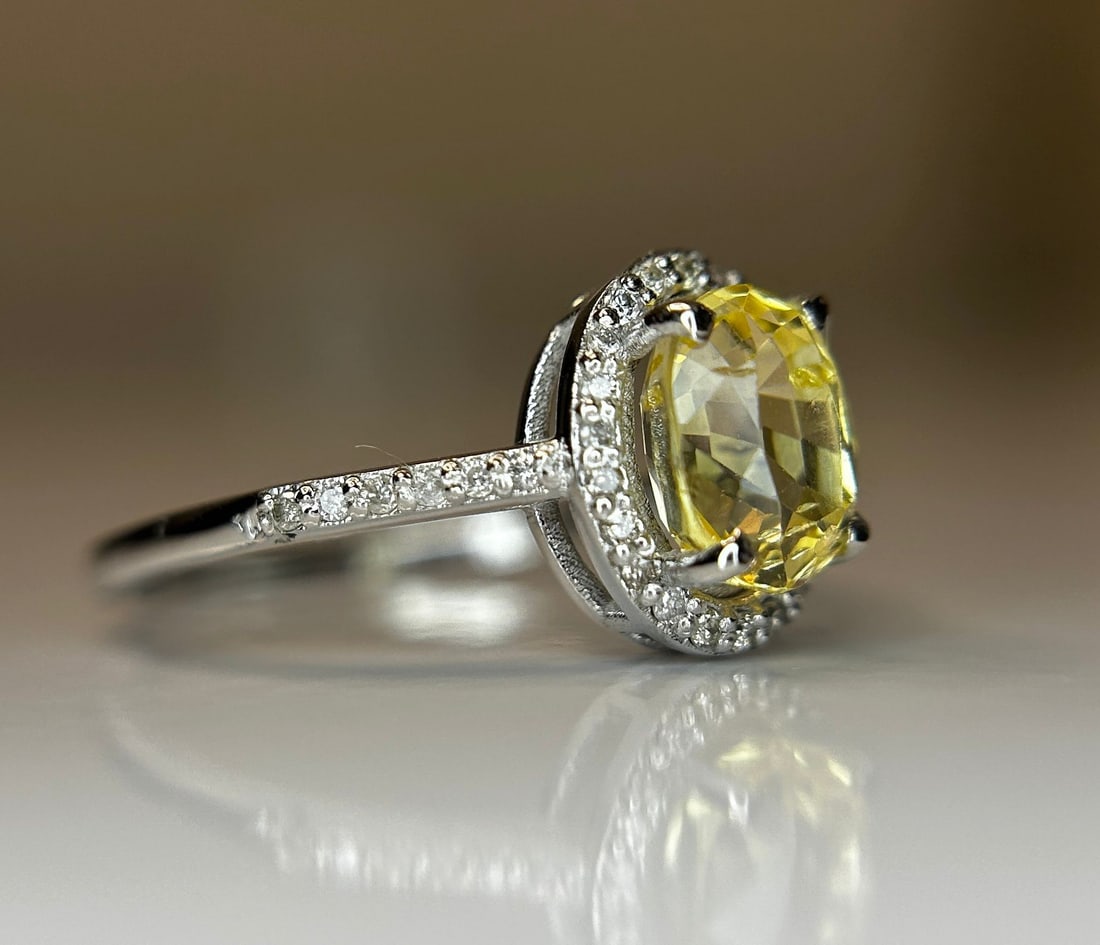 Beautiful Unheated Untreated Natural Ceylon Yellow Sapphire Diamonds & 18k Gold - 3