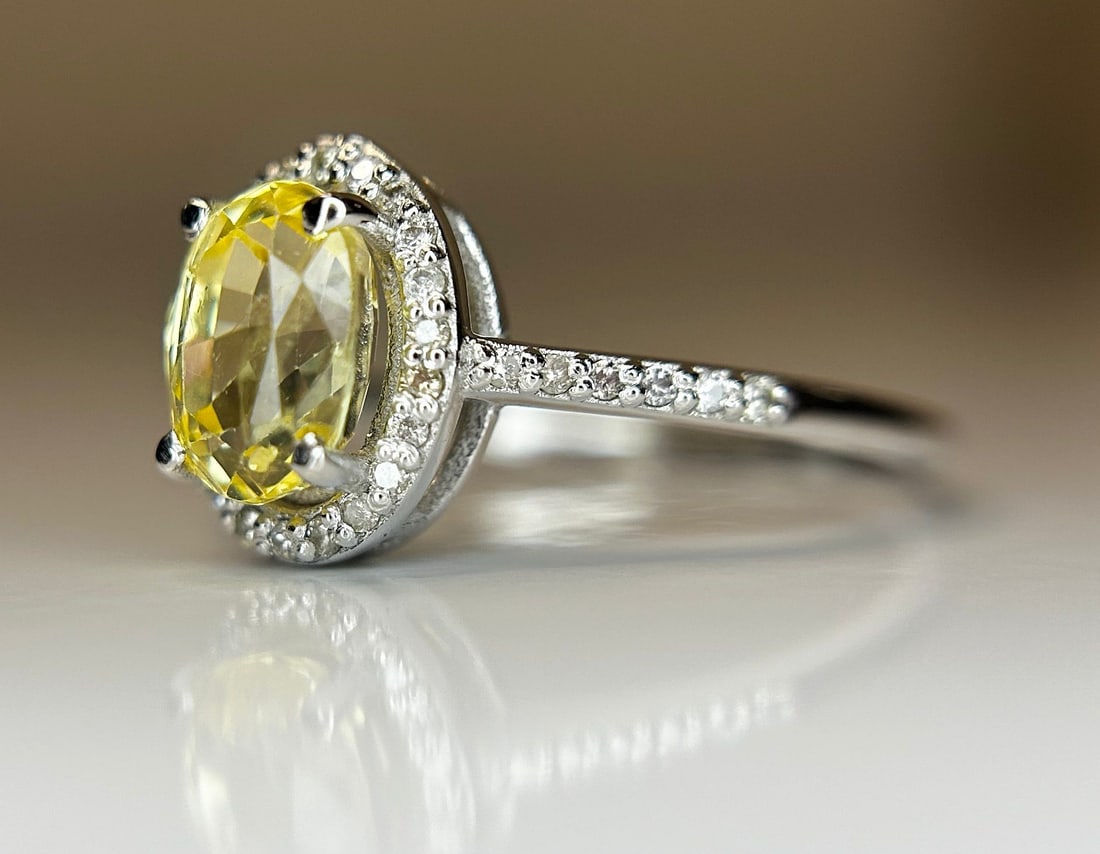 Beautiful Unheated Untreated Natural Ceylon Yellow Sapphire Diamonds & 18k Gold - 7
