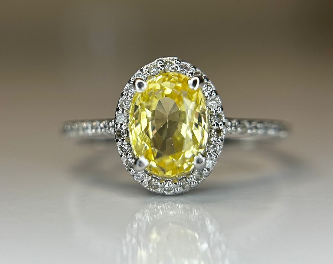 Beautiful Unheated Untreated Natural Ceylon Yellow Sapphire Diamonds & 18k Gold - 8