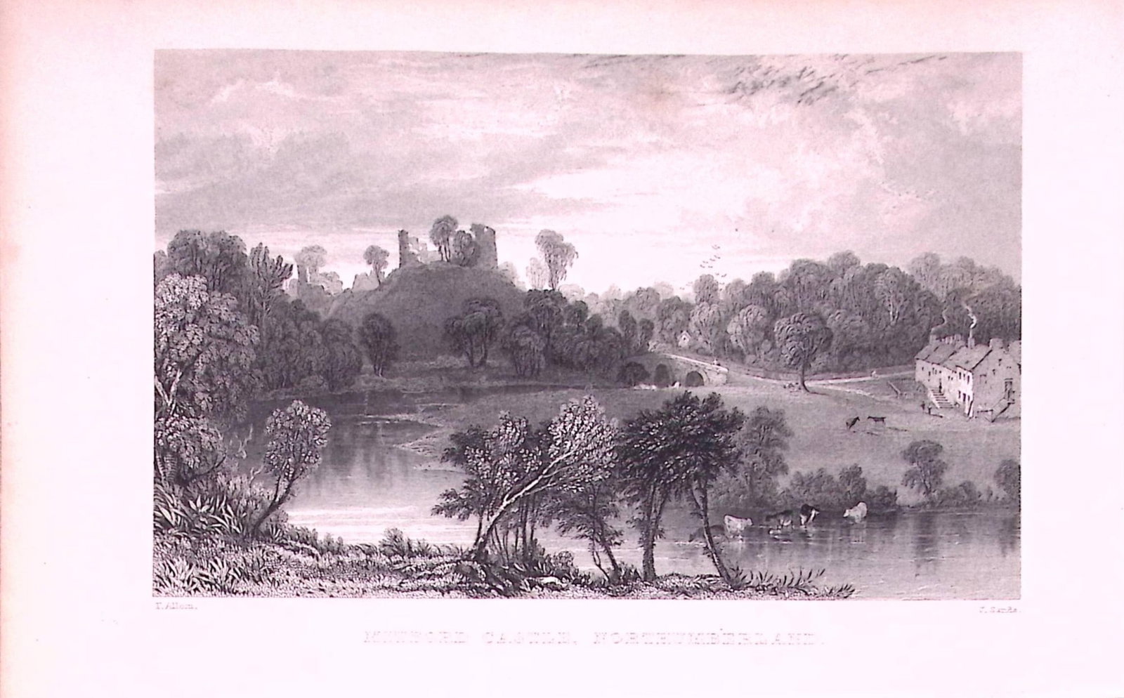 Mitford Castle Northumberland 1835 Antique Steel Engraving-18-TR: Title: Mitford Castle Northumberland 1835 Antique Steel Engraving-18-TR Description: Mitford Castle Northumberland 1835 Antique Steel Engraving-18-TR This Image Steel Engraved Print Has Been Removed