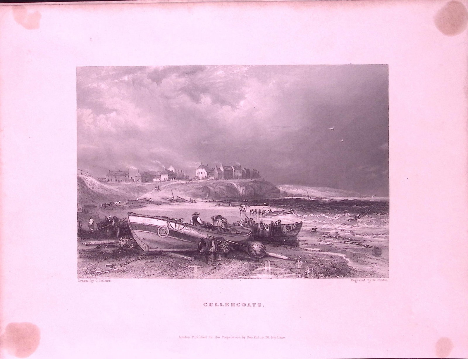 Northumberland Cullercoats WH Bartlett 183 Years-Old Antique Steel Engraving-47: Title: Northumberland Cullercoats WH Bartlett 183 Years-Old Antique Steel Engraving-47 Description: This Steel Engraved Print Has Been Removed from an Antique 1842 Edition of. Finden’s The