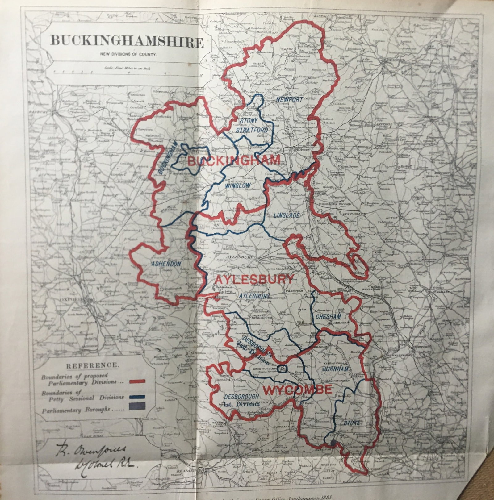 Antique 139 Years-Old Scarce Map Buckinghamshire 1885 Boundary Changes.: Title: Antique 139 Years-Old Scarce Map Buckinghamshire 1885 Boundary Changes. Description: Antique 139 Years-Old Scarce Map Buckinghamshire 1885 Boundary Changes. Zincographed Ordnance Survey Map