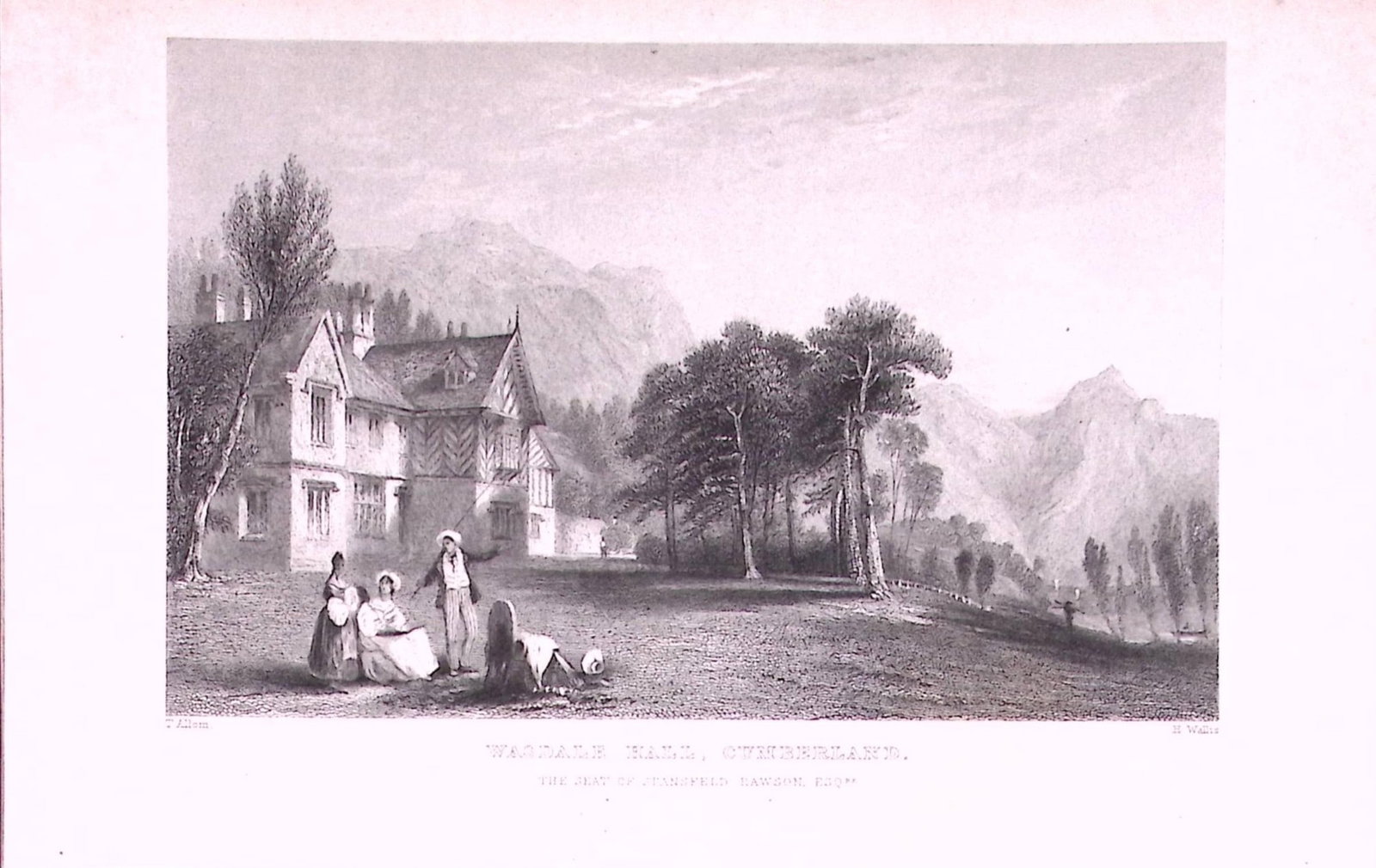 Wasdale Hall Seascale Lake District Antique Steel Engraving-34-TR: Title: Wasdale Hall Seascale Lake District Antique Steel Engraving-34-TR Description: This Steel Engraved Print Has Been Removed from an Antique 1835 Edition of. Westmorland, Cumberland,