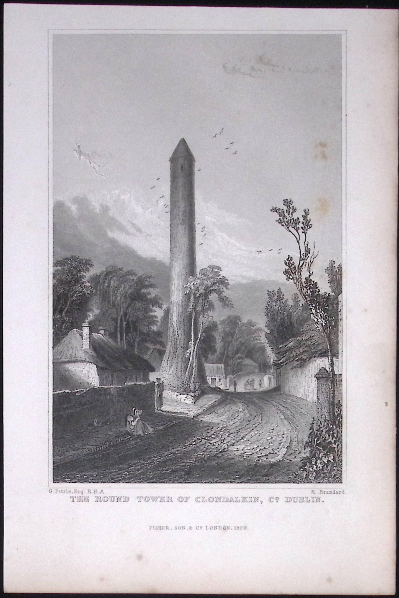 Dublin Round Tower of Clondalkin 194 Years Old Antique Steel Engraving-19: Title: Dublin Round Tower of Clondalkin 194 Years Old Antique Steel Engraving-19 Description: This Plate Was Removed from an Edition of Ireland Illustrated, from Original Drawings These 194-Year-Old