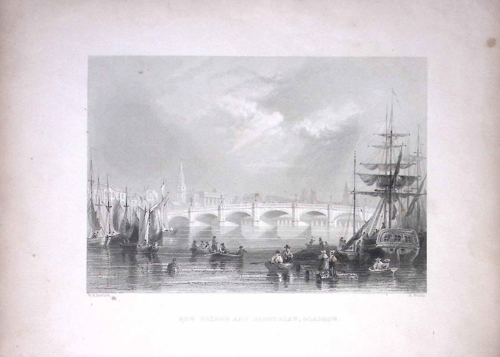 New Bridge Glasgow Scotland WH Bartlett 1842 Antique Steel Engraving-16-TR: Title: New Bridge Glasgow Scotland WH Bartlett 1842 Antique Steel Engraving-16-TR Description: This Steel Engraved Print Has Been Removed from an Antique 1842 Edition of. Finden’s The Ports,